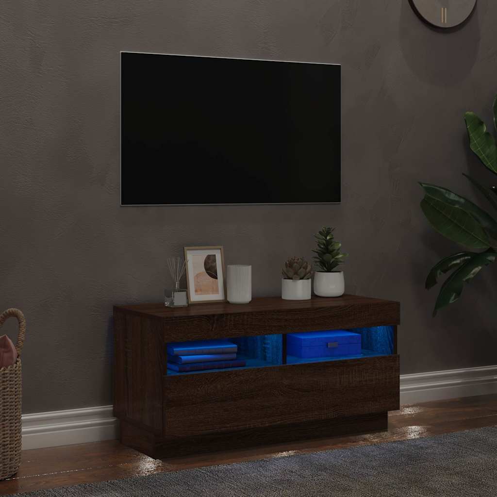 Vidaxl tv-meubel met led-verlichting 80x35x40 cm bruin eikenkleur