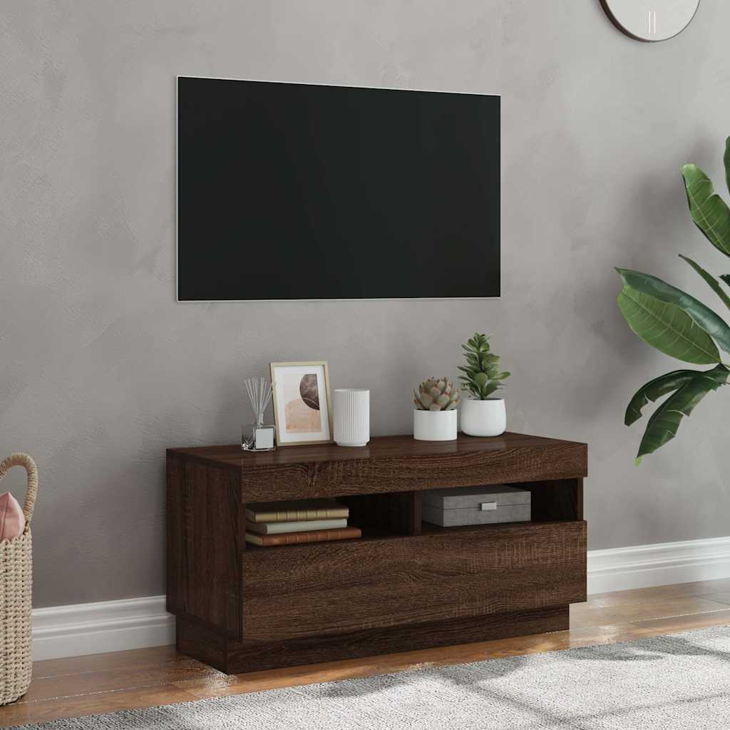 Vidaxl tv-meubel met led-verlichting 80x35x40 cm bruin eikenkleur