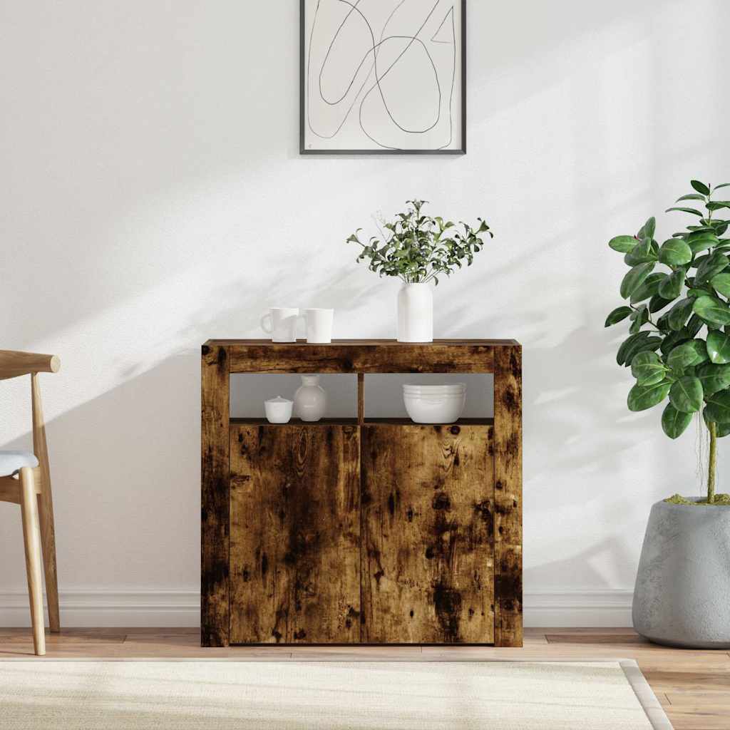 Vidaxl dressoir met led-verlichting 80x35x75 cm bruin eiken