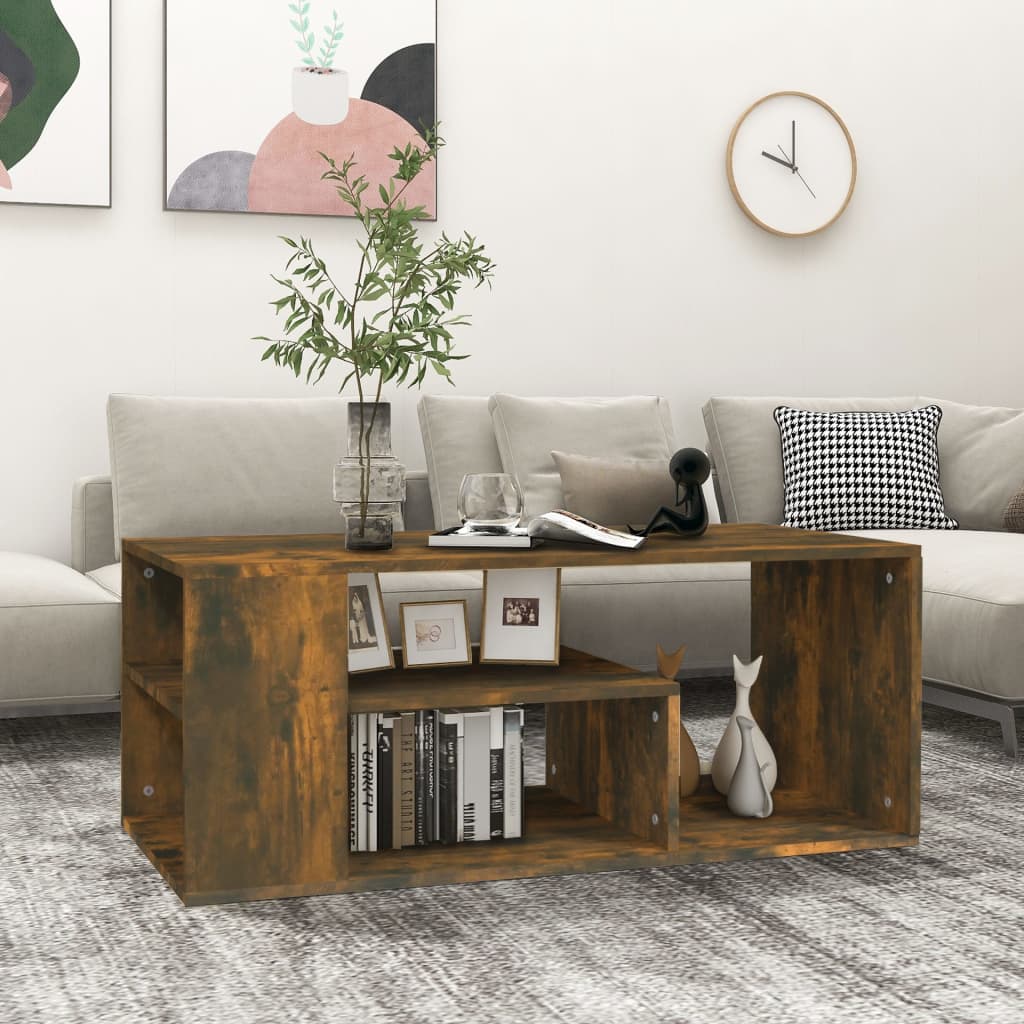 Vidaxl salontafel 100x50x40 cm bewerkt hout gerookt eikenkleurig
