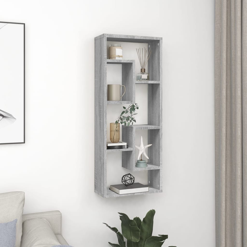 Vidaxl wandschap 36x16x90 cm bewerkt hout grijs sonoma eikenkleurig