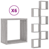 Vidaxl wandschappen kubus 6 st 30x15x30 cm grijs sonoma