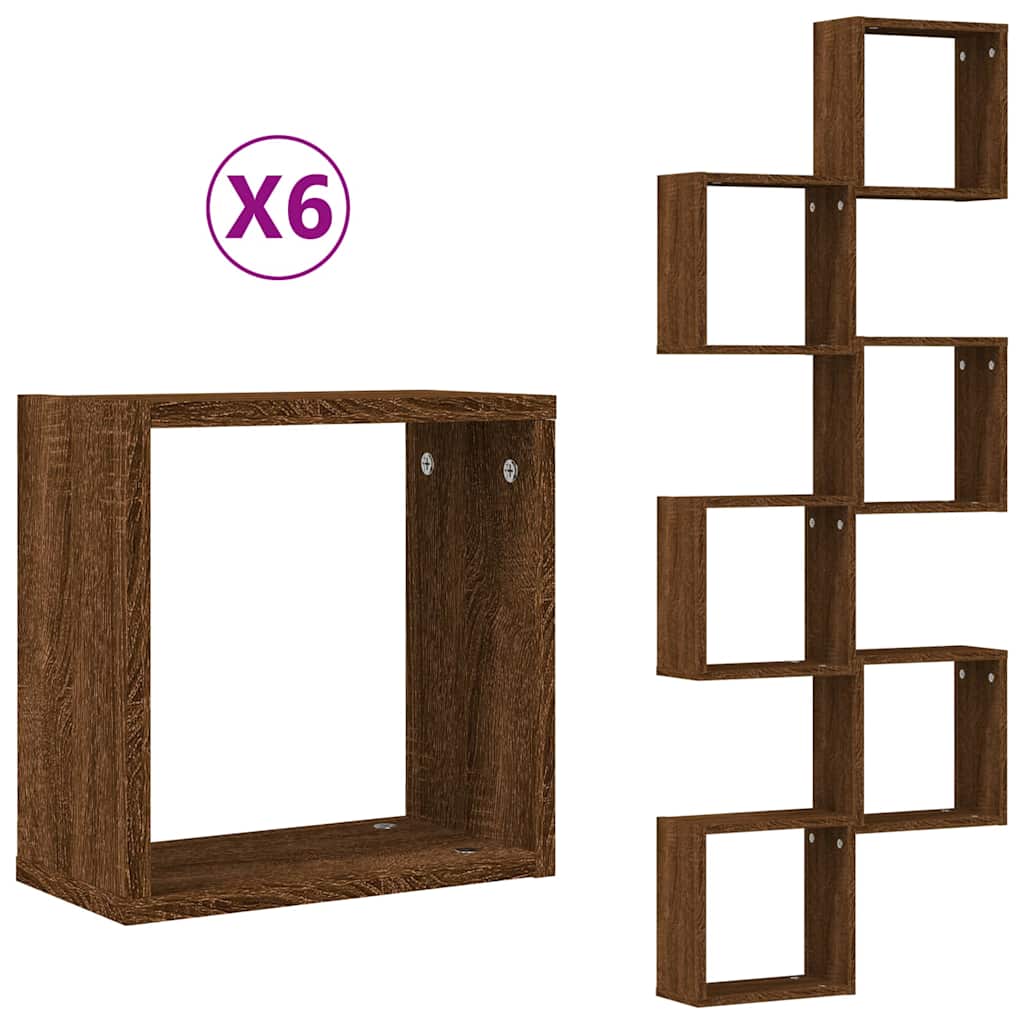 Vidaxl wandschappen kubus 6 st 30x15x30 cm sonoma bruin eikenkleurig