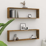 Vidaxl wandschappen kubus 2 st 100x15x30 cm bewerkt hout gerookt eiken