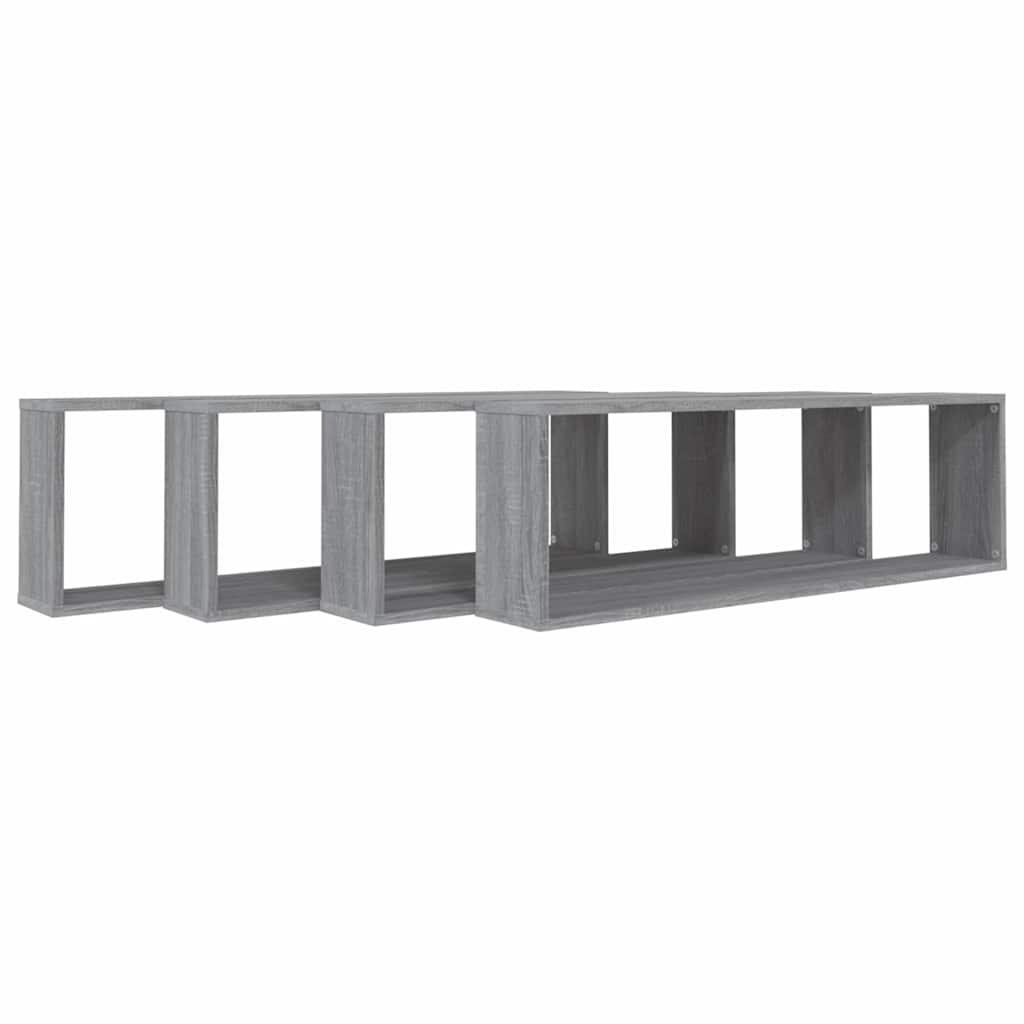Vidaxl wandschappen kubus 4 st 100x15x30 cm bewerkt hout grijs sonoma