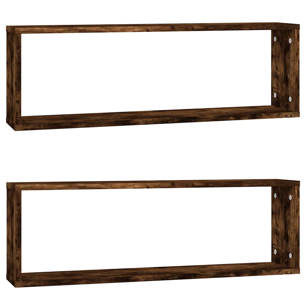 Vidaxl wandschappen kubus 2 st 80x15x26,5 cm hout gerookt eikenkleurig