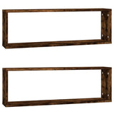 Vidaxl wandschappen kubus 2 st 80x15x26,5 cm hout gerookt eikenkleurig
