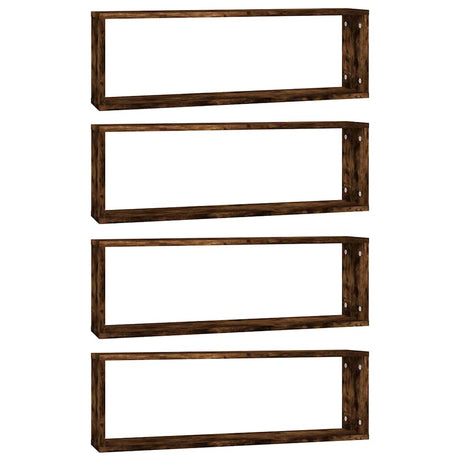 Vidaxl wandschappen kubus 4 st 80x15x26,5 cm hout gerookt eikenkleurig