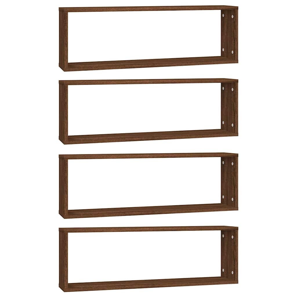 Vidaxl wandschappen kubus 4 st 80x15x26,5 cm hout bruin eikenkleur