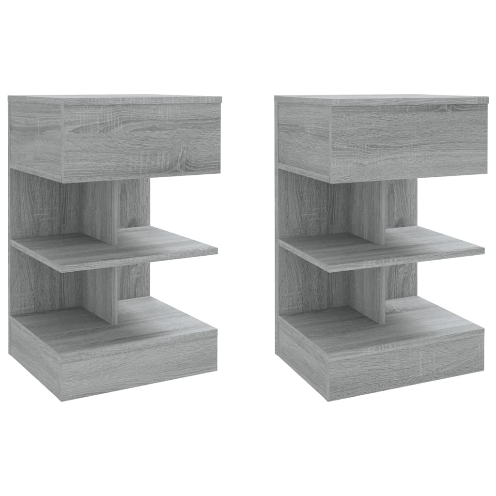 Vidaxl nachtkastjes 2 st 40x35x65 cm bewerkt hout grijs sonoma eiken