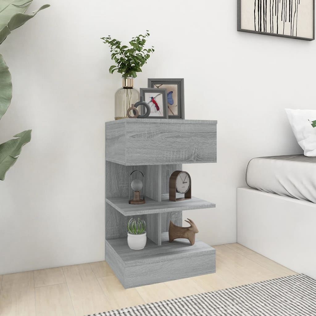 Vidaxl nachtkastjes 2 st 40x35x65 cm bewerkt hout grijs sonoma eiken