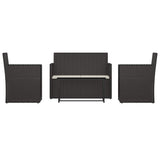Vidaxl 4-delige loungeset met kussens poly rattan zwart