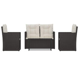 Vidaxl 4-delige loungeset met kussens poly rattan zwart