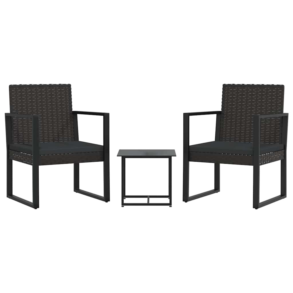 Vidaxl 3-delige loungeset met kussens poly rattan zwart