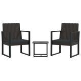 Vidaxl 3-delige loungeset met kussens poly rattan zwart