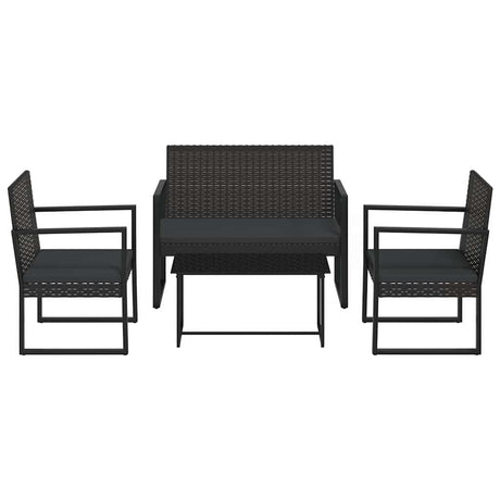 Vidaxl 4-delige loungeset met kussens poly rattan zwart