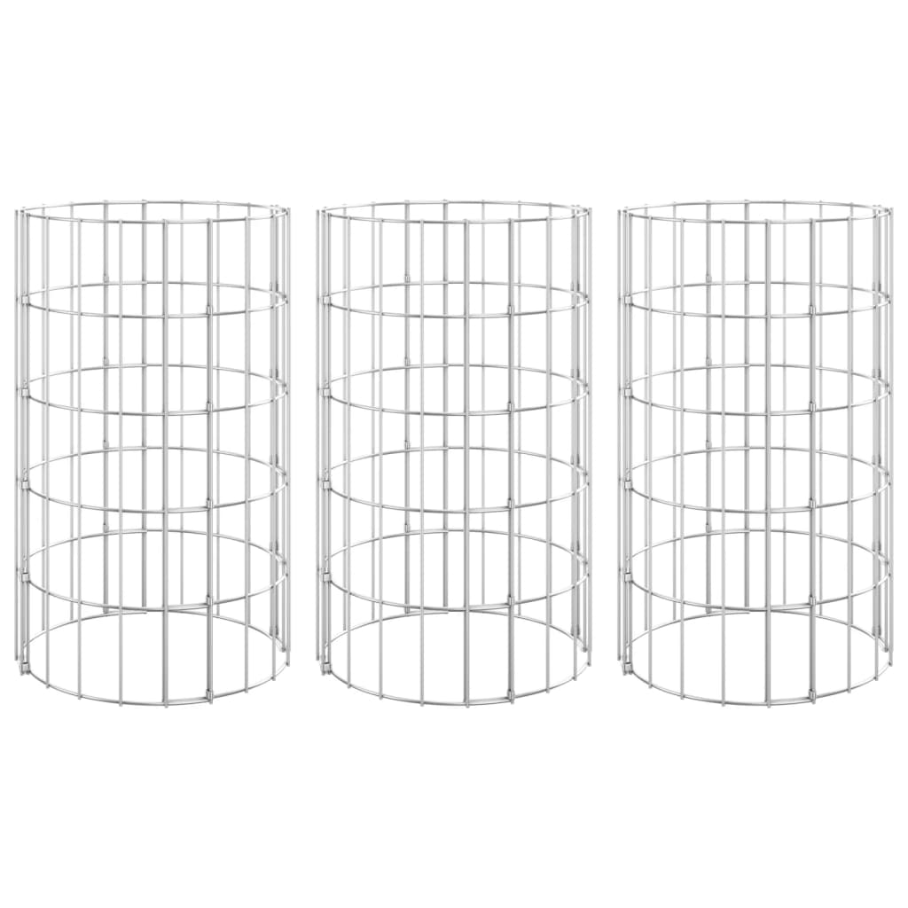 Vidaxl Gabion Planters 3 St Round hevet Ø30x50 cm stål