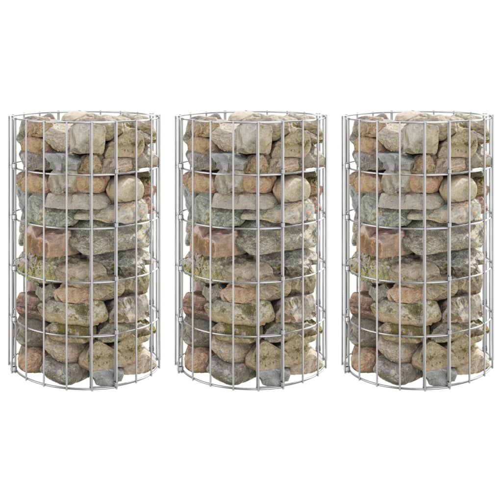 Vidaxx Gabionen-Pflanzgefäße 3 Stück rund erhöht ø30x50 cm Stahl