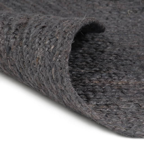 Vidaxl Teppich handgefertigt um 240 cm Jute dunkelgrau