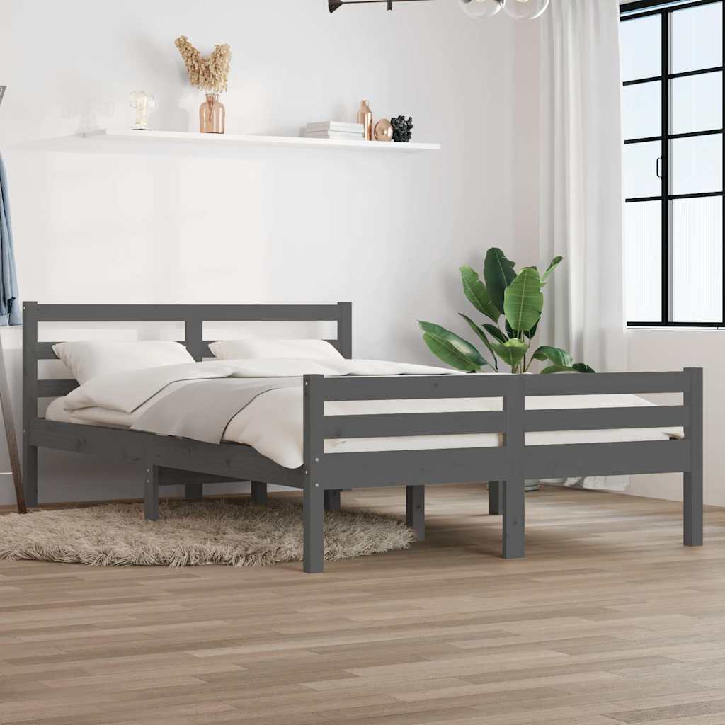 Vidaxl bedframe massief hout grijs 120x200 cm