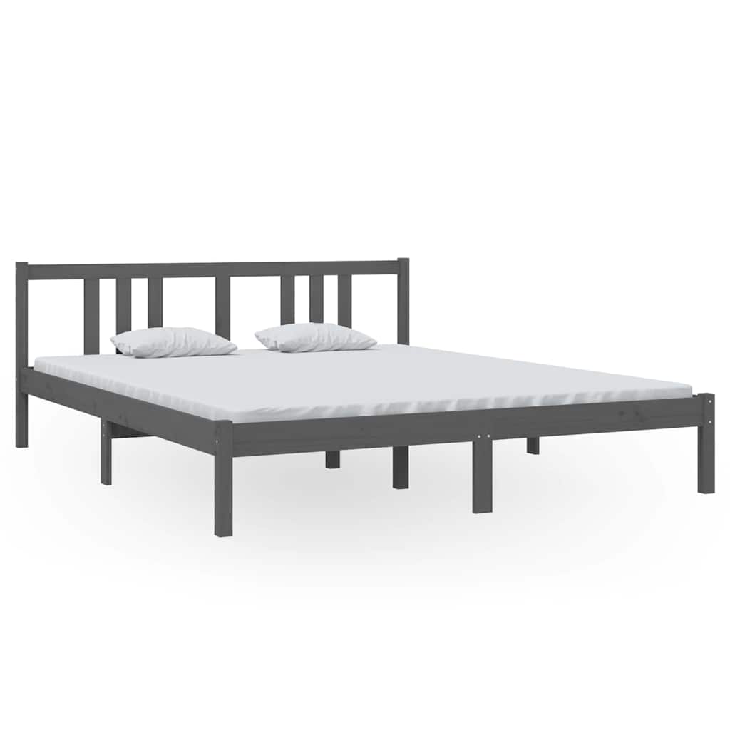 Vidaxl bedframe massief hout grijs 160x200 cm
