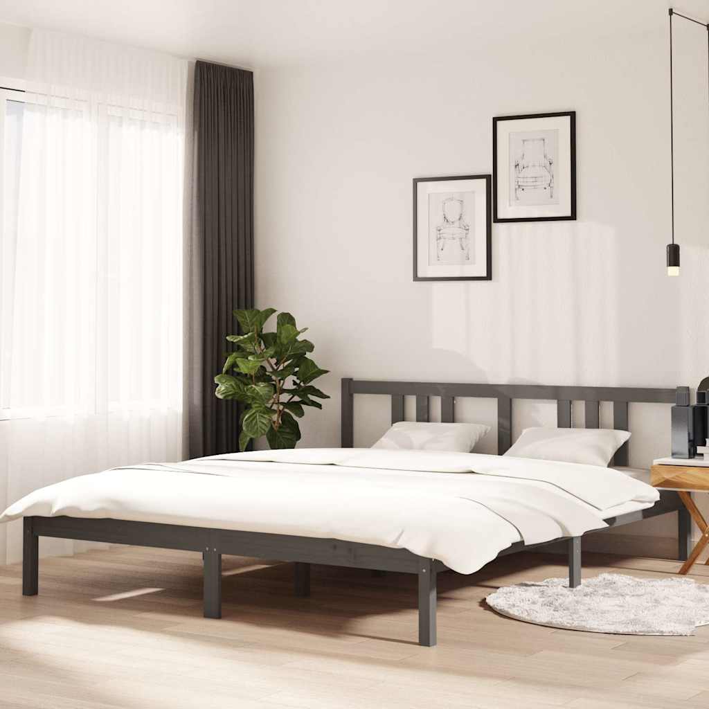 Vidaxl bedframe massief hout grijs 160x200 cm