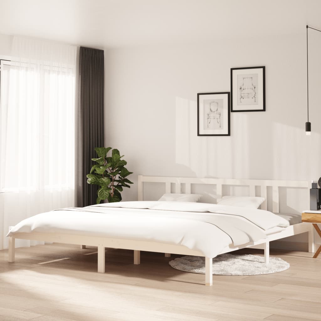 Vidaxl bedframe massief hout wit 200x200 cm
