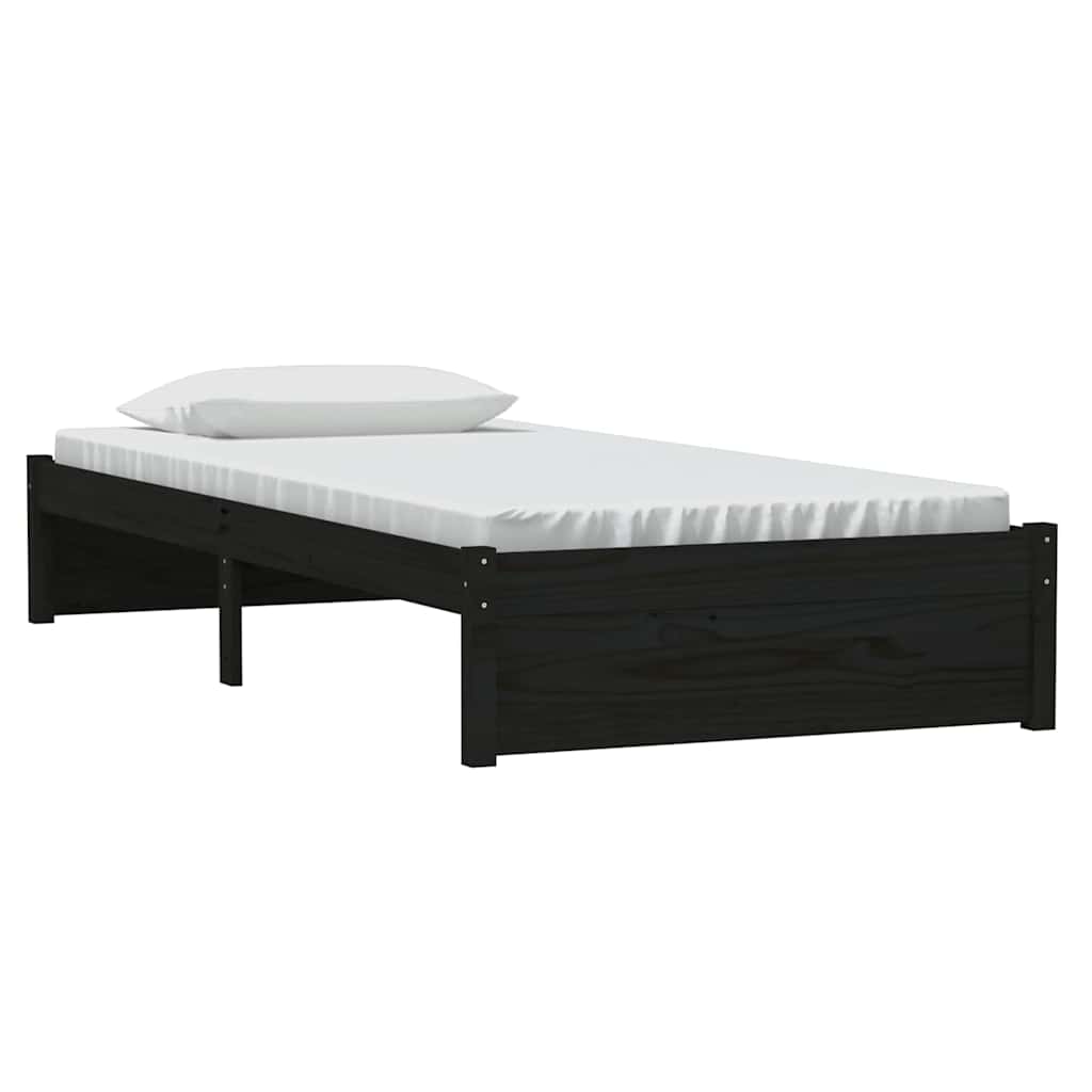 Vidaxl bedframe massief hout zwart 90x190 cm