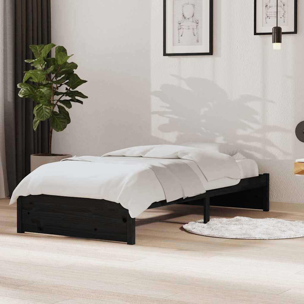 Vidaxl bedframe massief hout zwart 90x190 cm