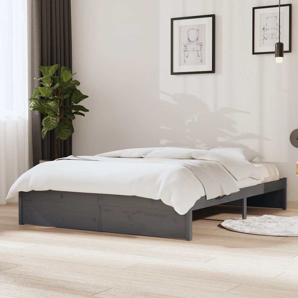 Vidaxl bedframe massief hout grijs 140x200 cm