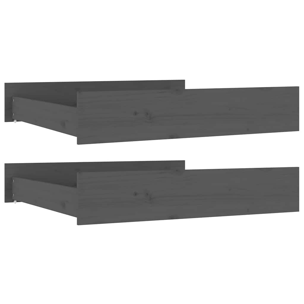 Vidaxl bedlades 2 st massief grenenhout grijs