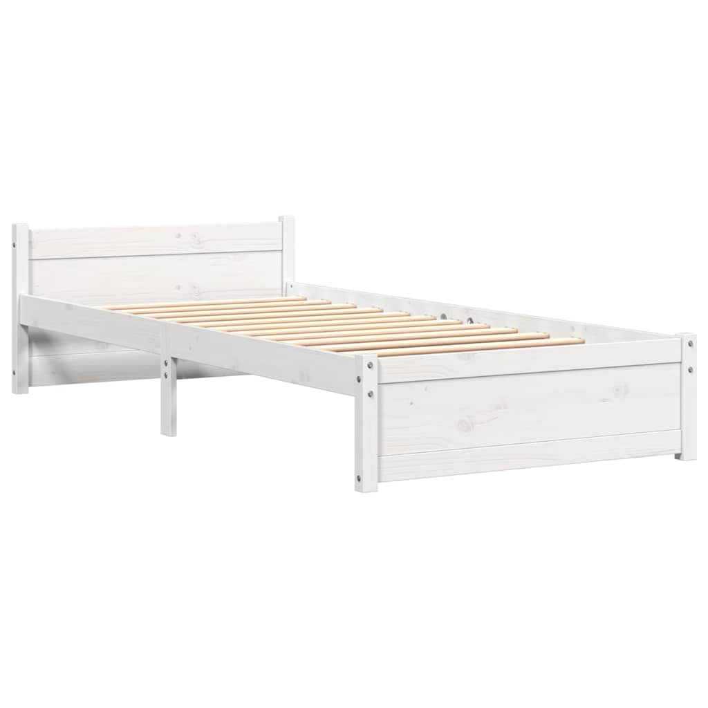 Vidaxl bedframe massief hout wit 90x190 cm
