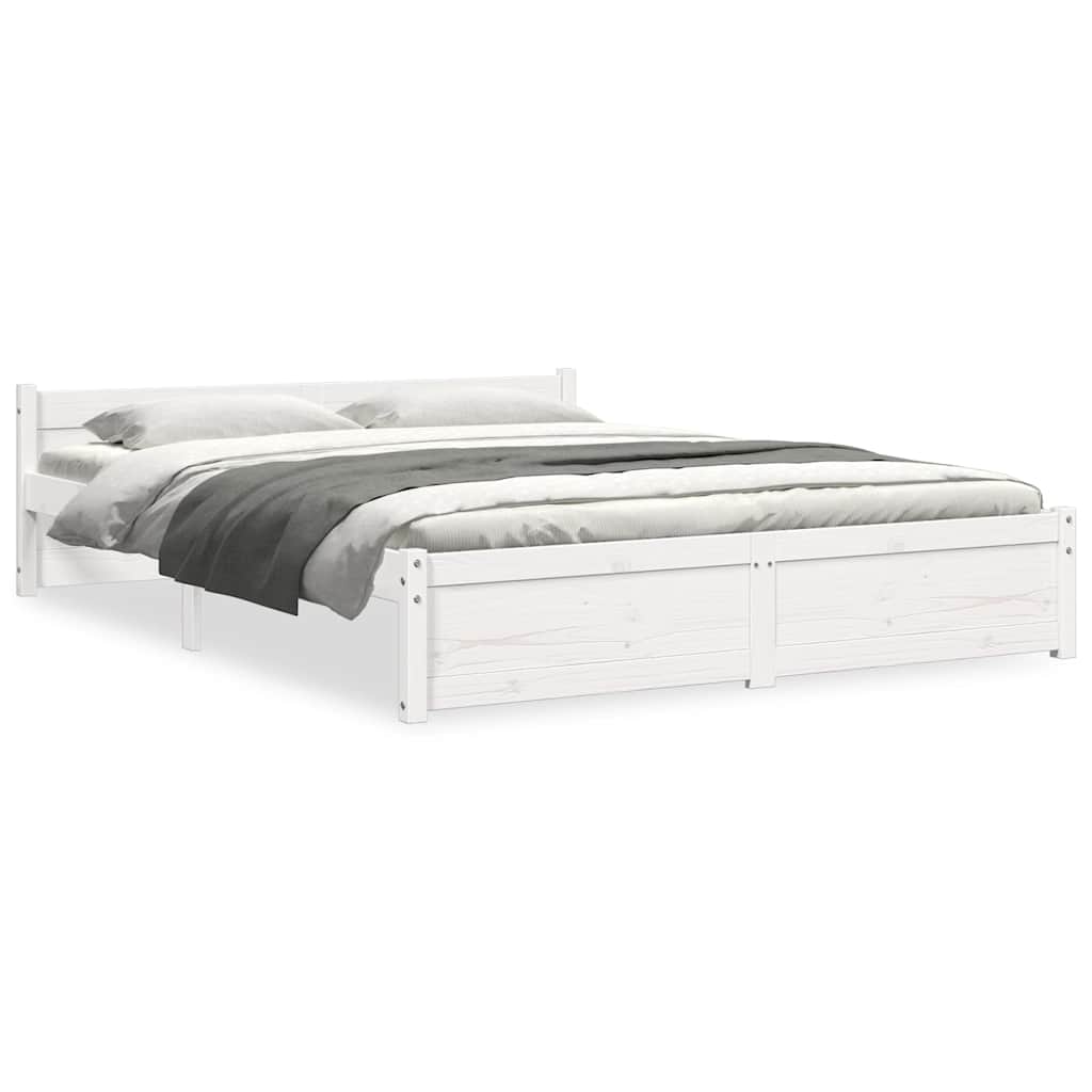 Vidaxl bedframe massief hout wit 140x190 cm