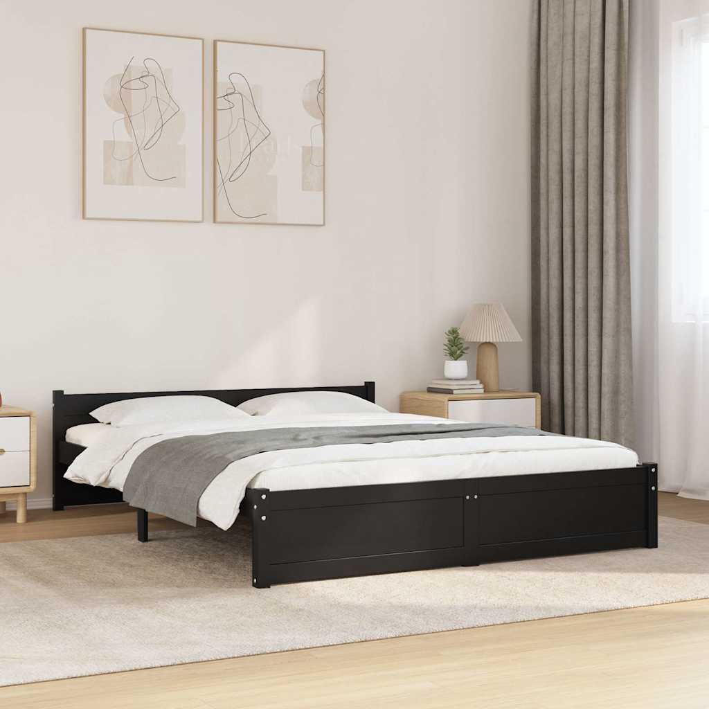 Vidaxl bedframe massief hout zwart 150x200 cm