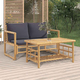 Vidaxl 2-delige loungeset met kussens bamboe donkergrijs
