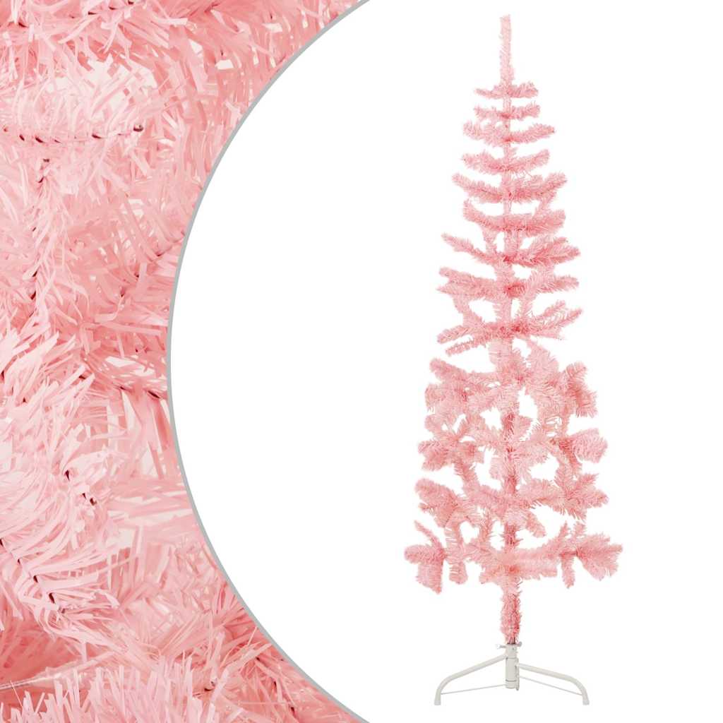 Vidaxl Kunstkerstboom Hälfte mit Standardschmaler 120 cm Pink