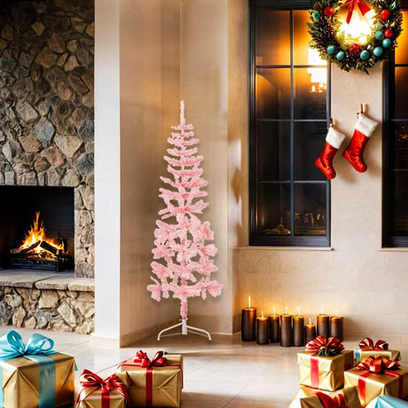 Vidaxl KunstKerStboom Hälfte mit Standard schmal 150 cm rosa