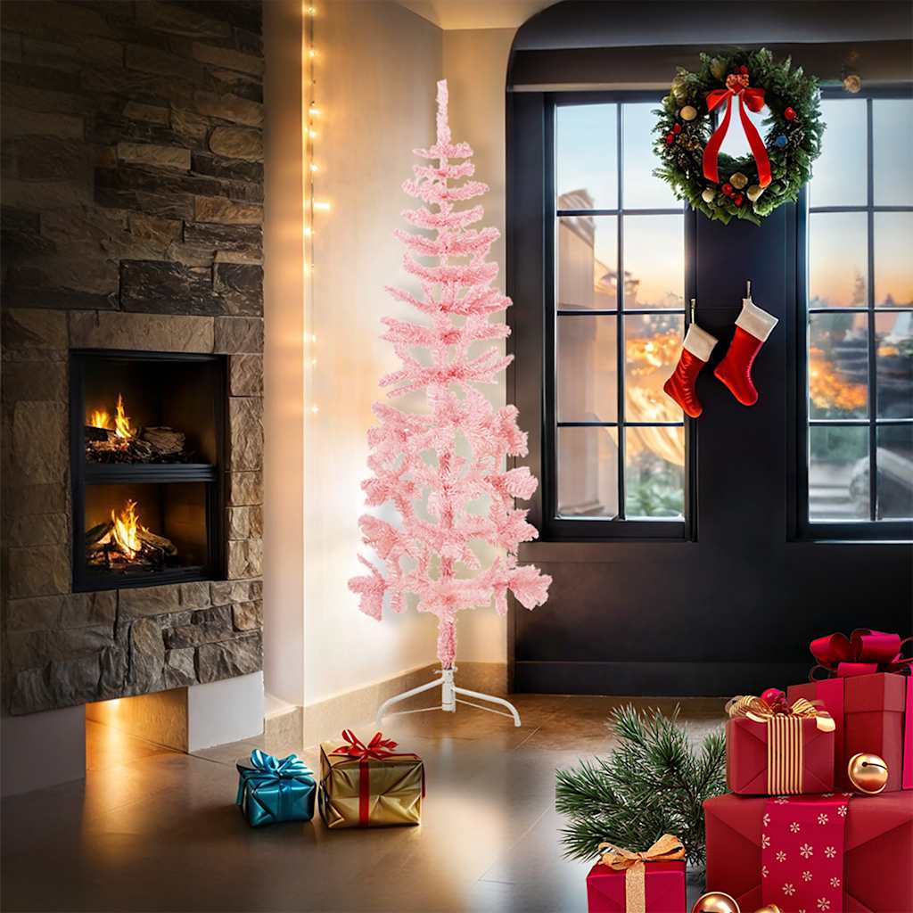 Vidaxl Kunstkerstboom mitad con rosa estrecho estándar de 180 cm