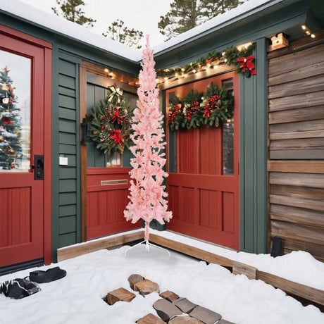 Vidaxl KunstkerStboom Hälfte mit Standard schmal 240 cm Pink