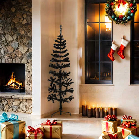 Vidaxl Kunstkerstboom Hälfte mit Standard schmal 150 cm Schwarz