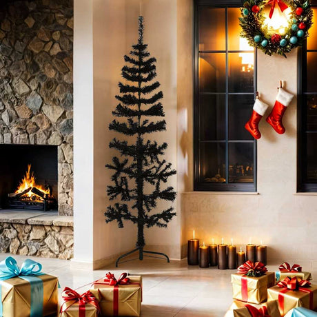 Vidaxl Kunstkerstboom halbe mit Standardschmaler 180 cm schwarz