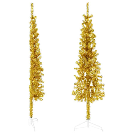 Vidaxl Künstliche Weihnachtsbaumhälfte mit Standard schmal 150 cm goldfarben