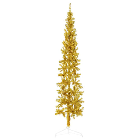 Vidaxl kunstkerstboom halb mit Standard schmal 210 cm Gold gefärbt