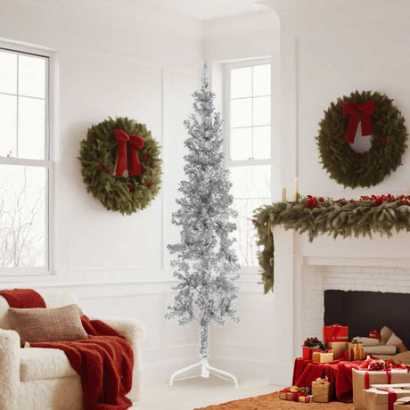 Vidaxl Kunstkerstboom Hälfte mit Standardschmaler 180 cm silberfarben