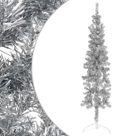 Vidaxl Kunstkerstboom Hälfte mit Standardschmaler 180 cm silberfarben