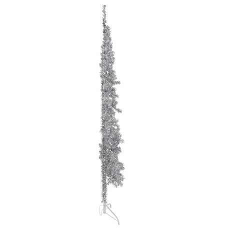 Vidaxl kunstkerstboom halb mit Standard schmal 210 cm silberfarben
