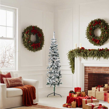 Vidaxx Künstliche Weihnachtsbaumhälfte mit Schnee schmal 150 cm
