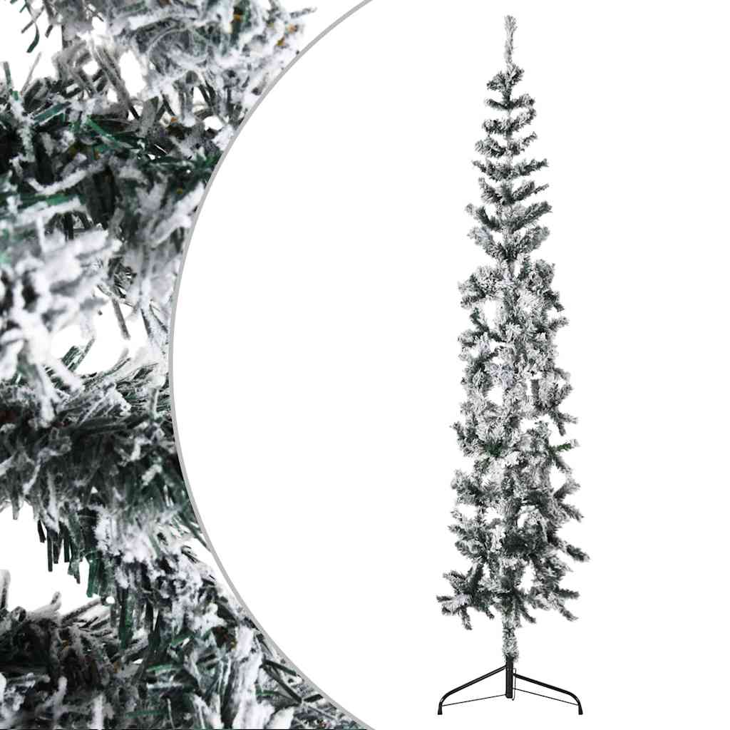 Vidaxl kunstkerstboom moitié avec neige étroite 180 cm