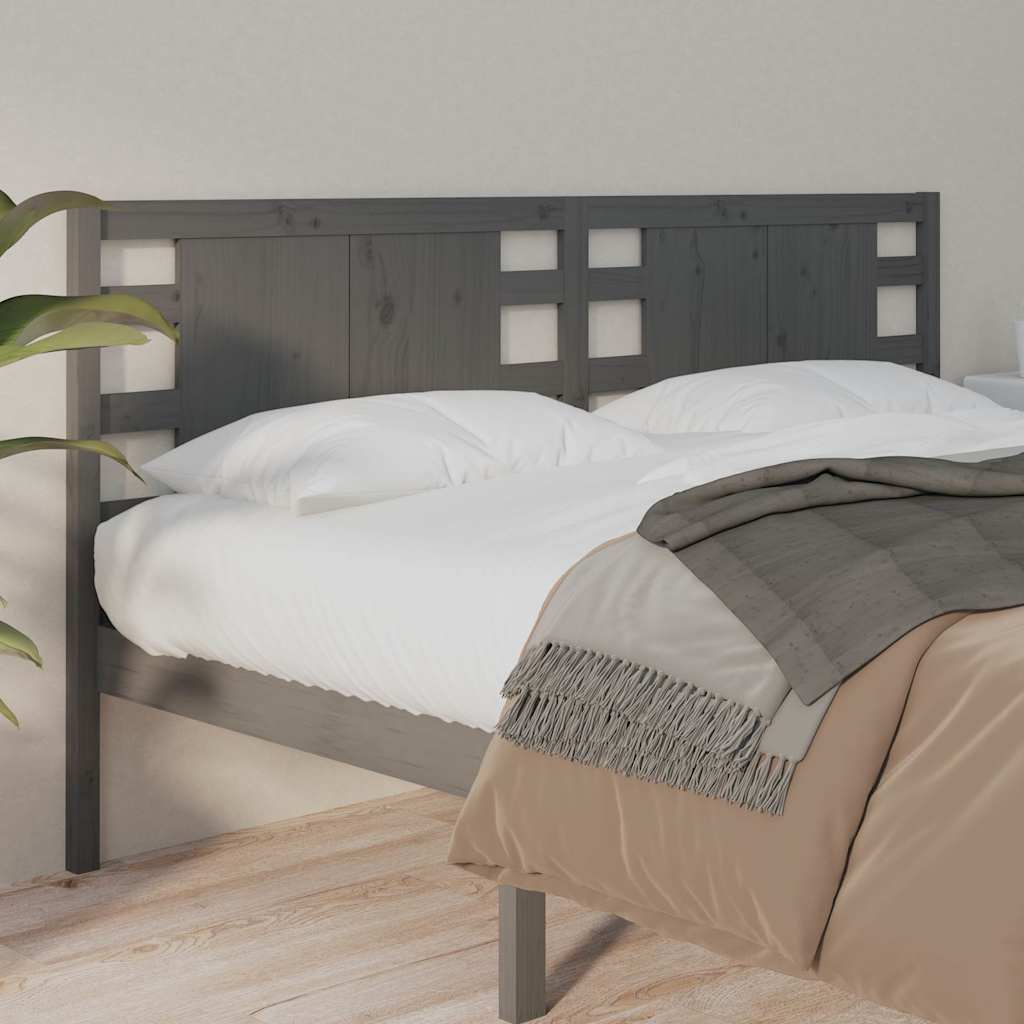 Vidaxl hoofdbord 126x4x100 cm massief grenenhout grijs