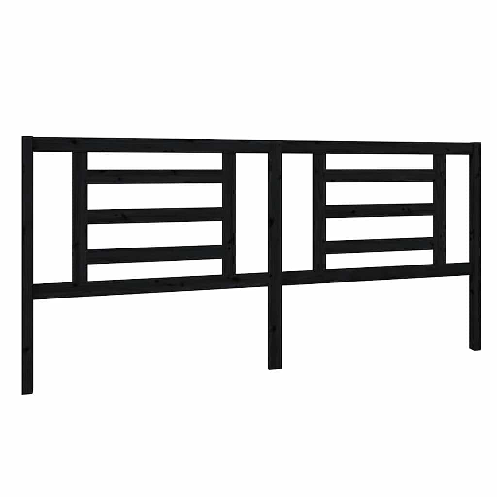 Vidaxl hoofdbord 206x4x100 cm massief grenenhout zwart